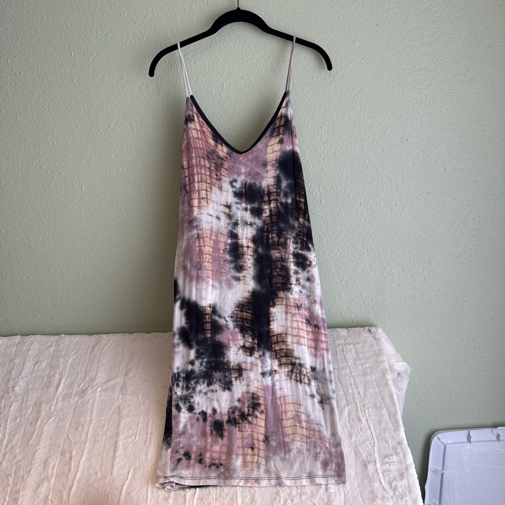 Final Touch Pink Black Tye Dye Tank Dress Boho, Coastal, Grandma, Vacation So L